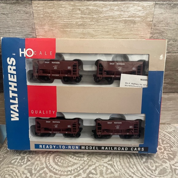 HO WALTHERS 932-4402 ORE CARS 4 PACK GREAT NORTHERN WITH LOAD - Picture 1 of 5